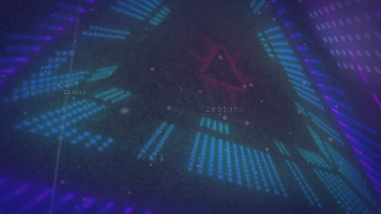 animación de la cuadrícula en movimiento sobre el túnel de neón