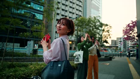 woman walking in a japanese city