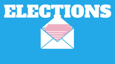 elections text animation over envelope with ballot on blue background