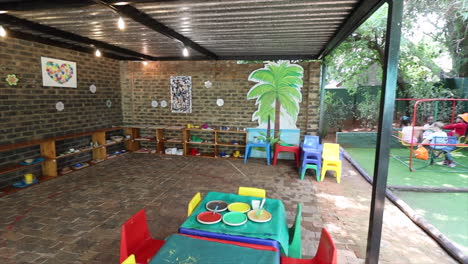 panning shot of outside play area at montesorri school