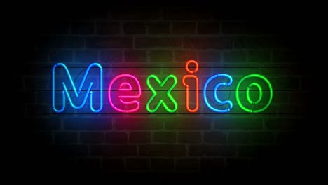 símbolo de la ciudad de méxico neón en bucle de pared de ladrillo