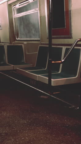 interior vacío del vagón del metro