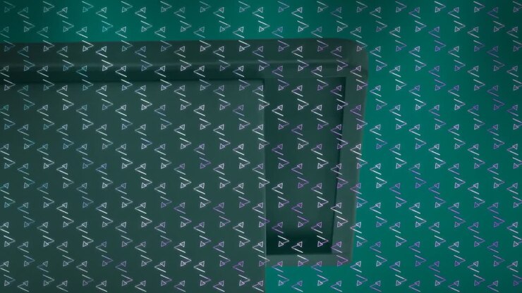 A digital composite of a gray background with a black podium on top of it