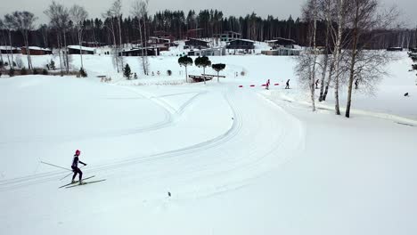 cross-country skiing in a snowy landscape