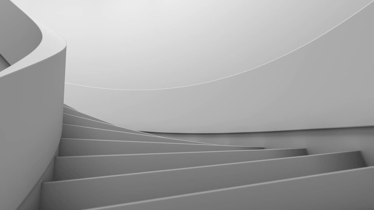 escaleras en espiral, entramos en el infinito. forma simple, interior brillante perfecto para un fondo en movimiento.