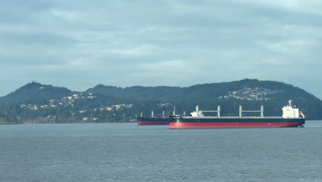 industrial ships resting offshore near nanaimo, b.c.