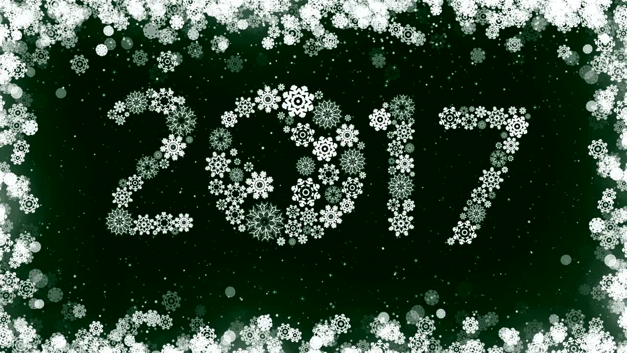 tarjeta de felicitación del nuevo año 2017 en fondo verde.
