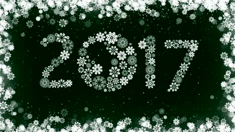 new year 2017 greeting card on green background.