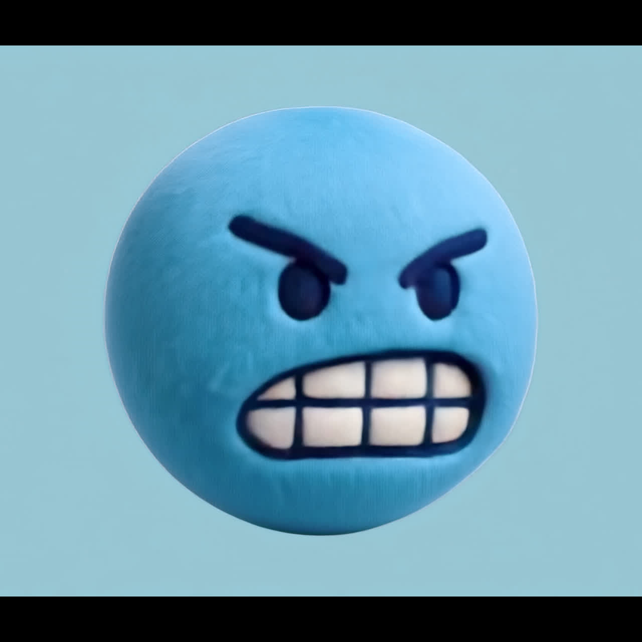 Furry blue emoji expressing anxiety animation isolated asset, transparent 4K video, alpha channel