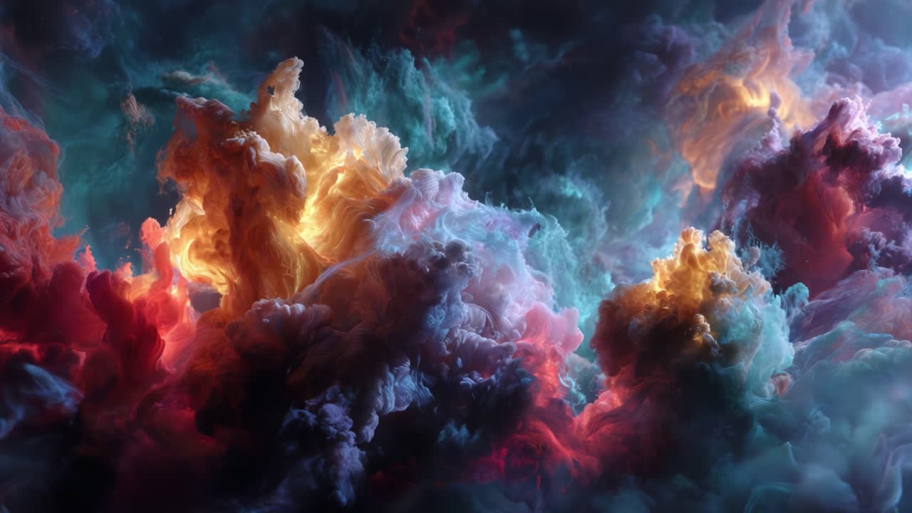 A Captivating Journey Through the Cosmos: A Vibrant Dance of Colorful Clouds and Ethereal Light in a Stunning Celestial Landscape
