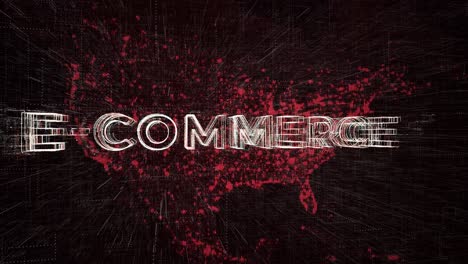 digital e-commerce text animation in front of usa map