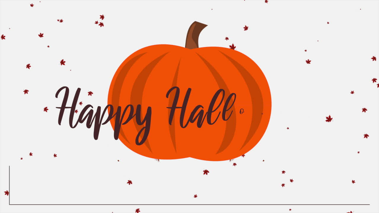 Happy Halloween with pumpkins and autumn leafs