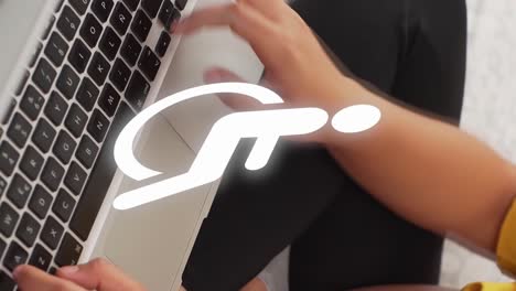 handicap symbol by hand on computer keyboard, vertical motion graphics