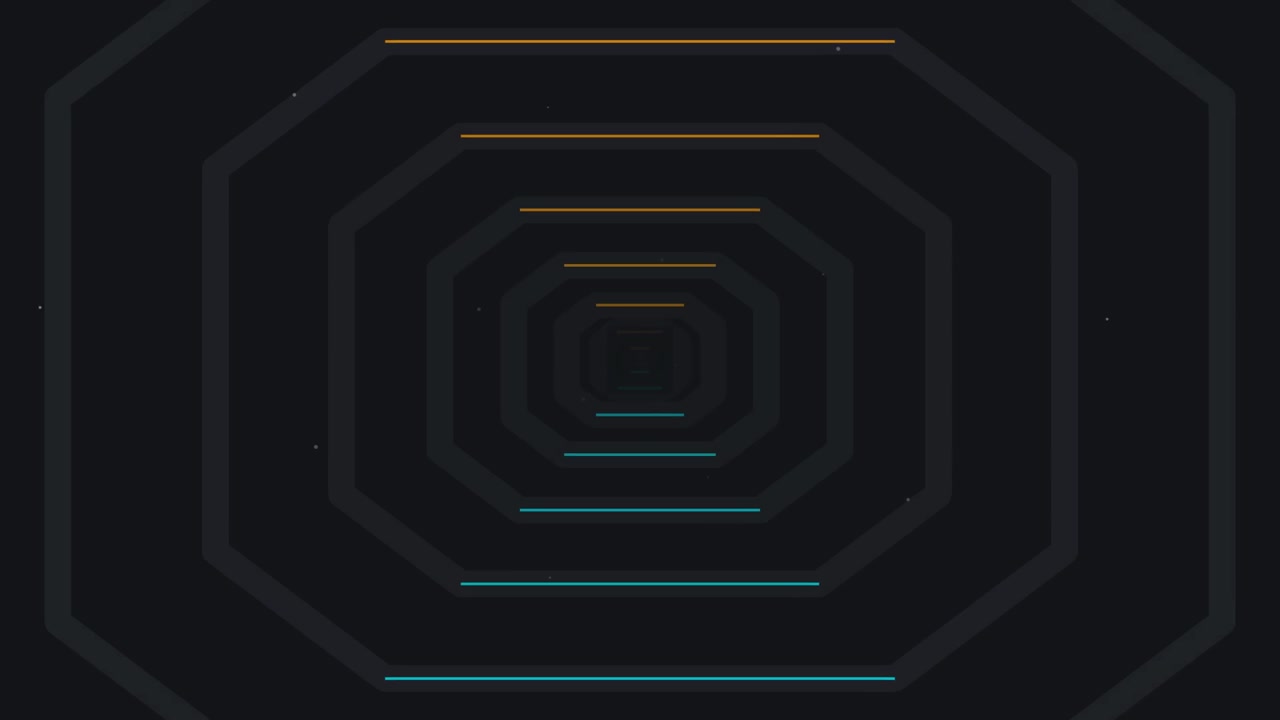 Abstract Tunnel of Glowing Geometric Octagons