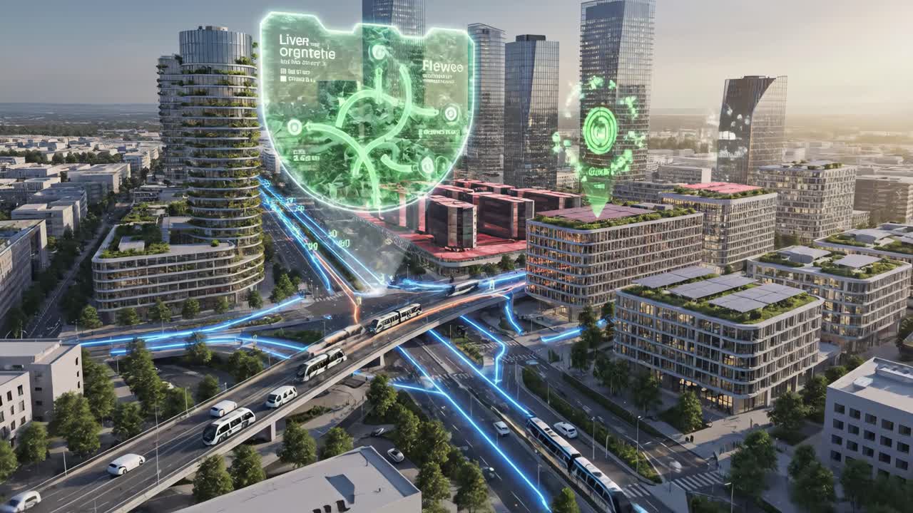 Futuristic Cityscape with Advanced Technology and Sustainable Infrastructure