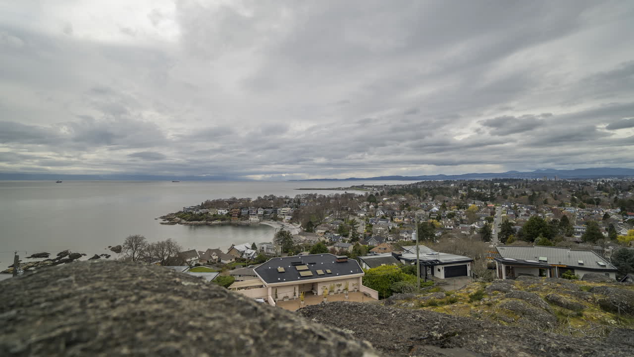 timelapse en un control deslizante de la costa y la ciudad de victoria, columbia británica, canadá