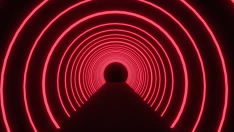 animación de un túnel de neón rojo parpadeante que se mueve sobre un fondo negro