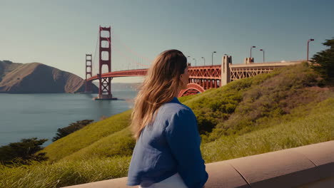 woman gazing at the golden gate bridge in san francisco