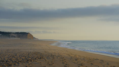 4k static panoramic shot of the ocean shore in portugal