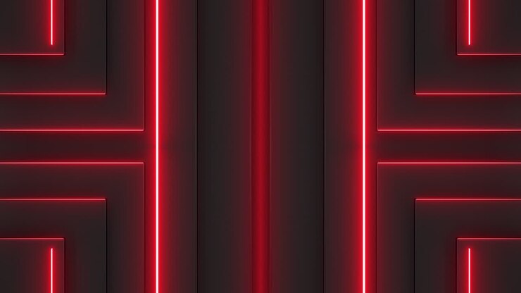Red Neon Lines on Dark Geometric Background