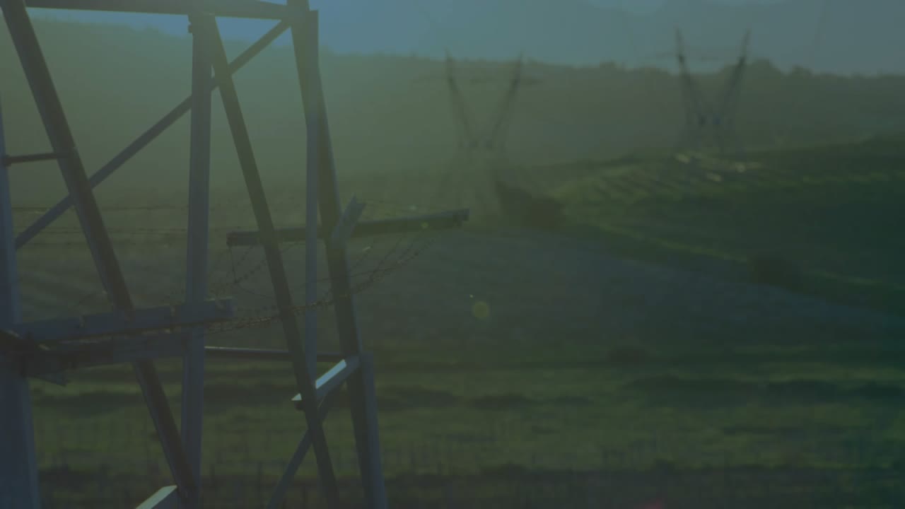 Digital overlay activating right, forming grid chart by tower, plotting 2