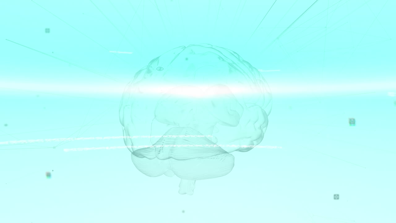 디지털 두뇌와 연결 네트워크를 통해 데이터 처리의 애니메이션