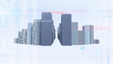 animation of lights, data processing and buildings in white space