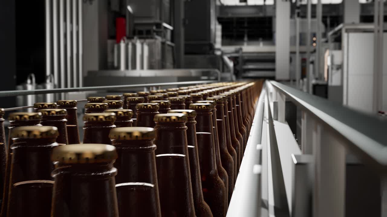 Beer Bottle Production Line in Brewery