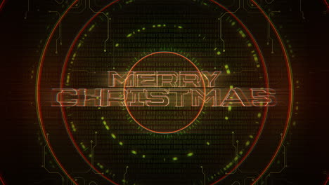 Animations-Introtext-Frohe-Weihnachten-Und-Cyberpunk-Animationshintergrund-Mit-Computermatrixnummern-Und-Kreisen