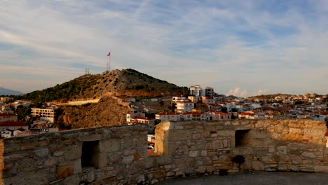 cesme cityscape view from cesme castle, turkey