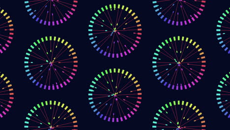 colorful wheel patterns on a dark background