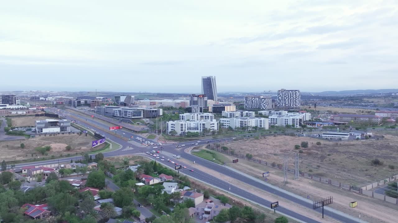 Modern buildings and roads near Mall of Africa township in Midrand, South Africa