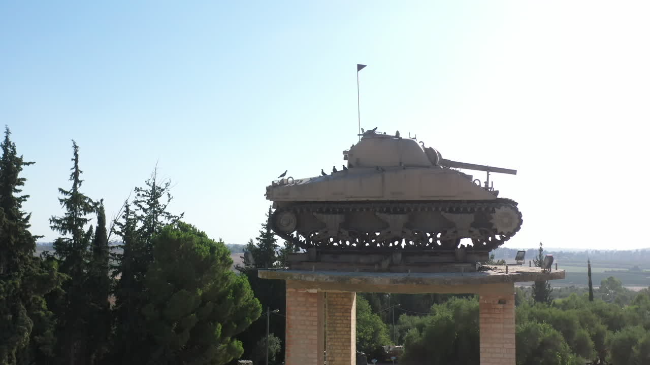 Sherman Tank Memorial Display, Latrun Israel Drone View
