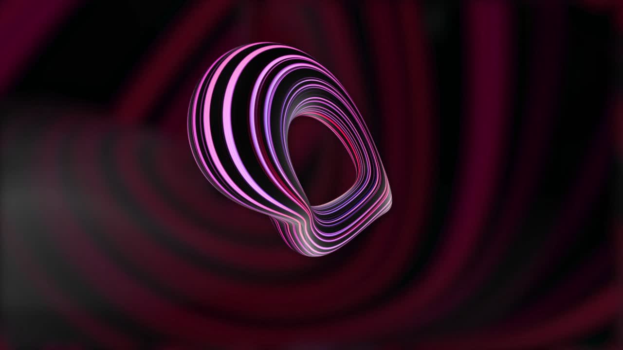 Abstract 3D Shape with Pink and Purple Lines