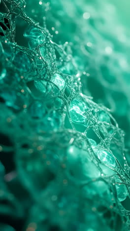 abstract teal network of bubbles and structures