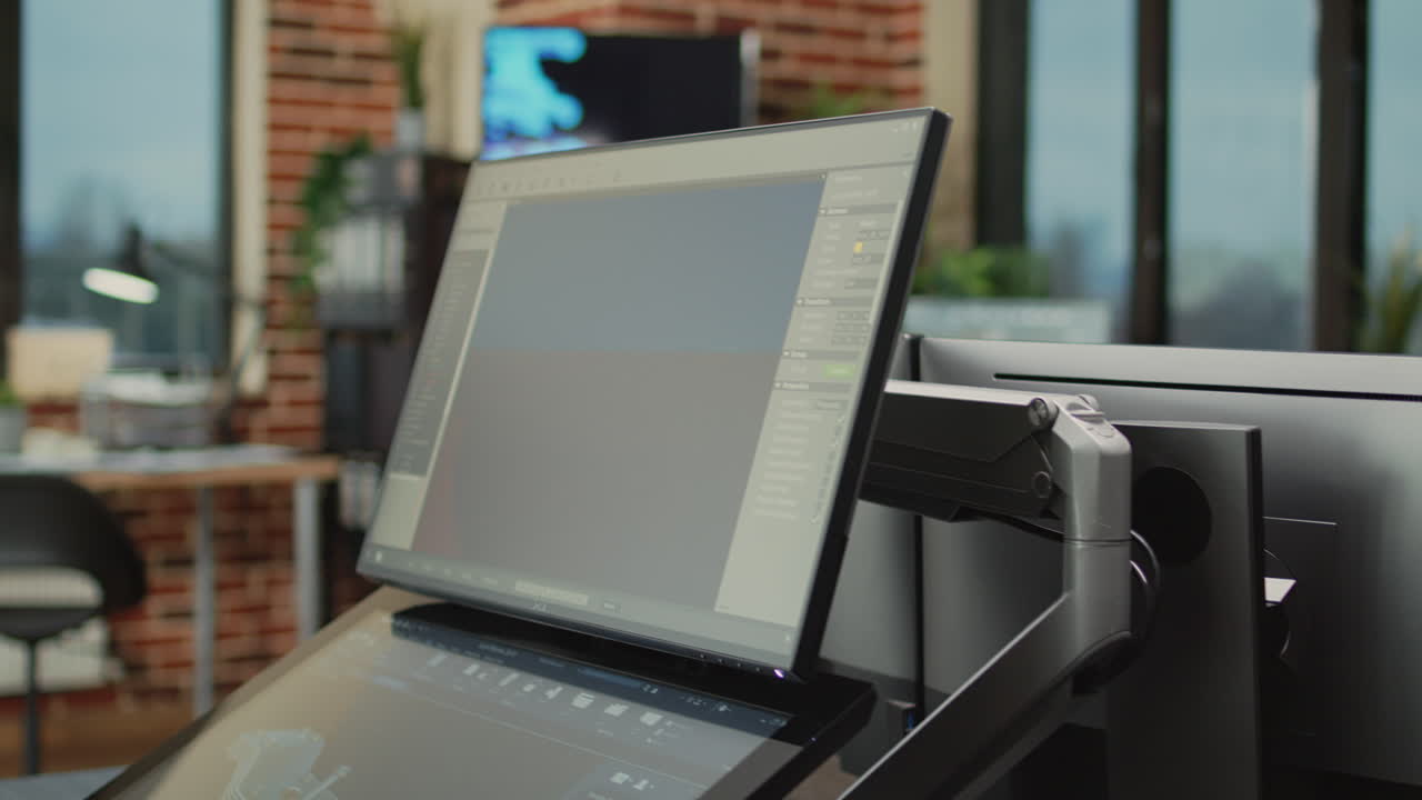 Empty development office with technology to create professional content