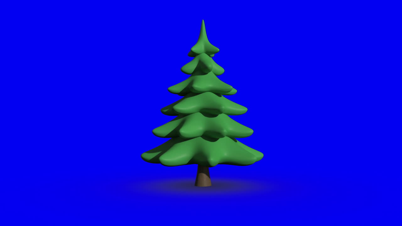 Revolving fir tree on blue screen