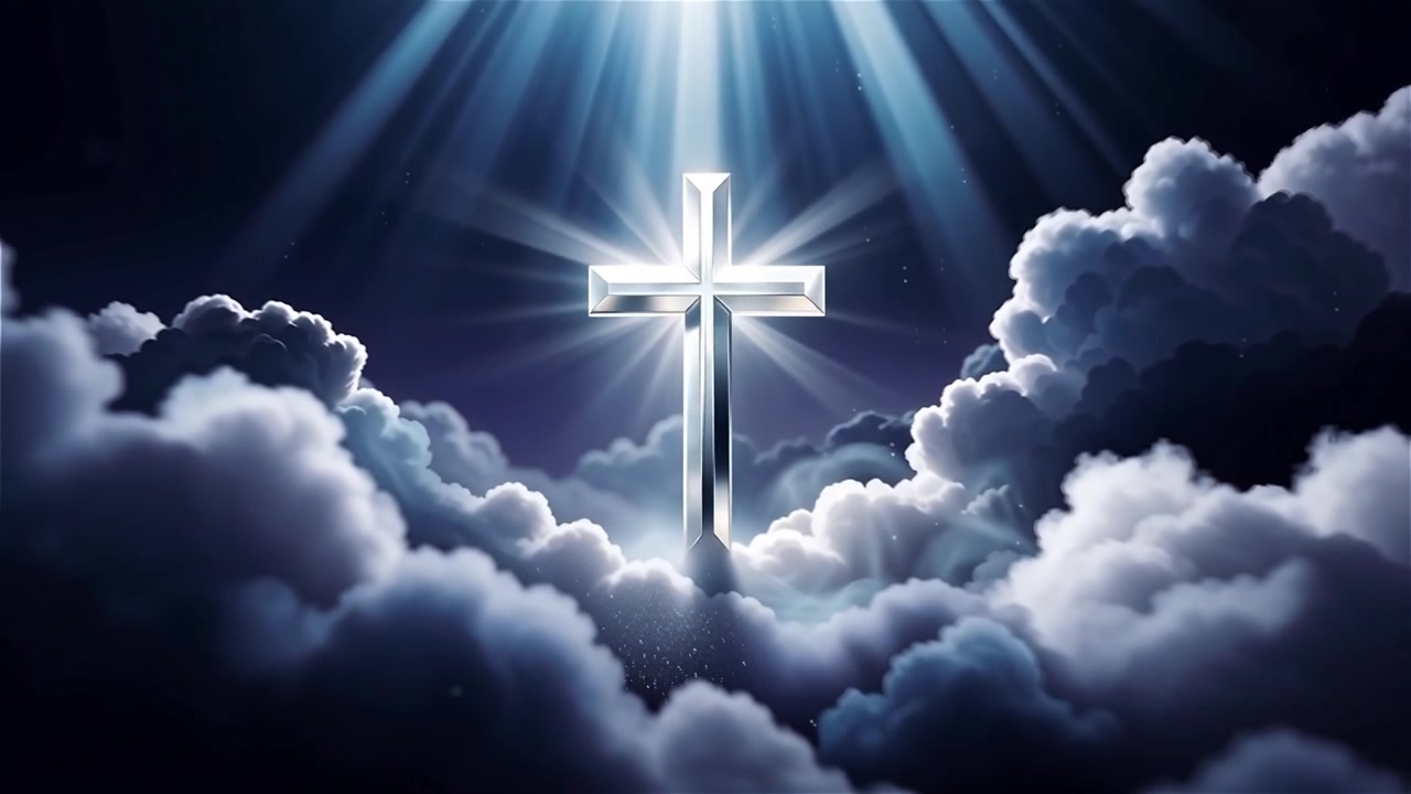 Christian Cross Heavenly Light Worship Background