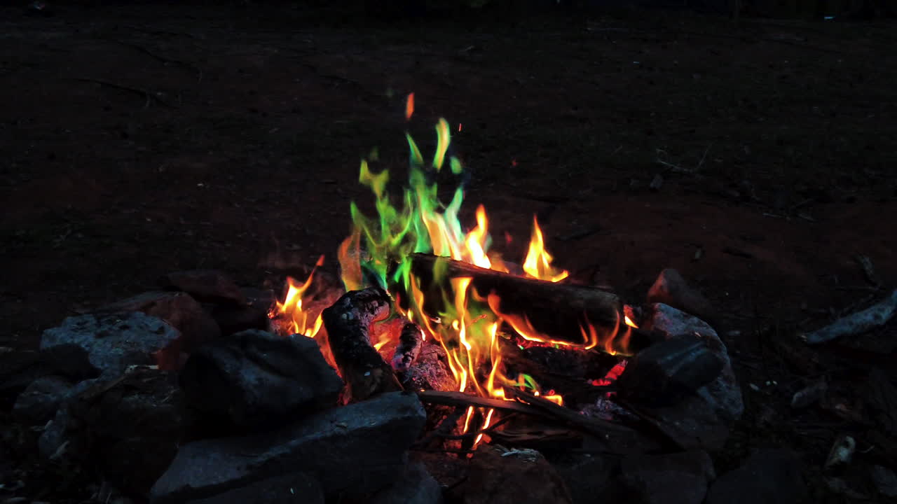 Epic color changing campfire slow motion