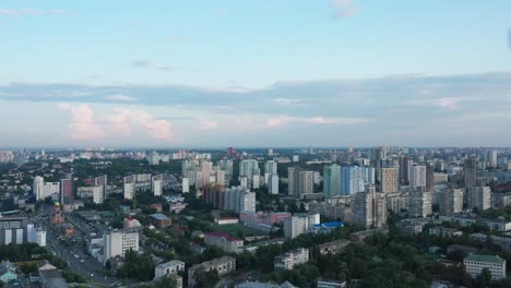 aerial view of skyline of kyiv during early evening, ukraine