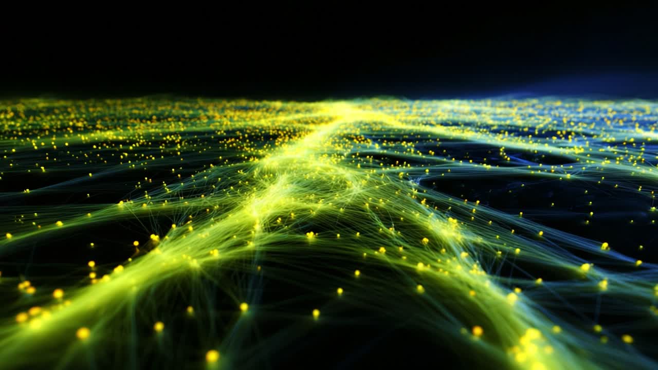 An Abstract Visual Interpretation of a Vibrant Network of Light Streams in Motion, Showcasing a Dynamic Flow of Energy and Interconnected Pathways Against a Dark Backdrop