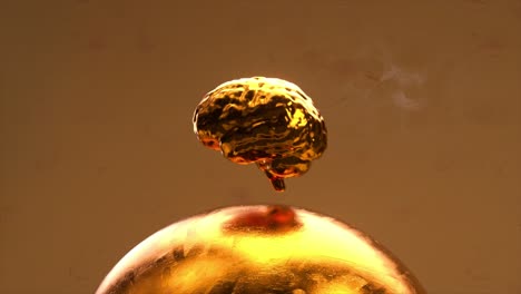 golden sphere with liquid drop