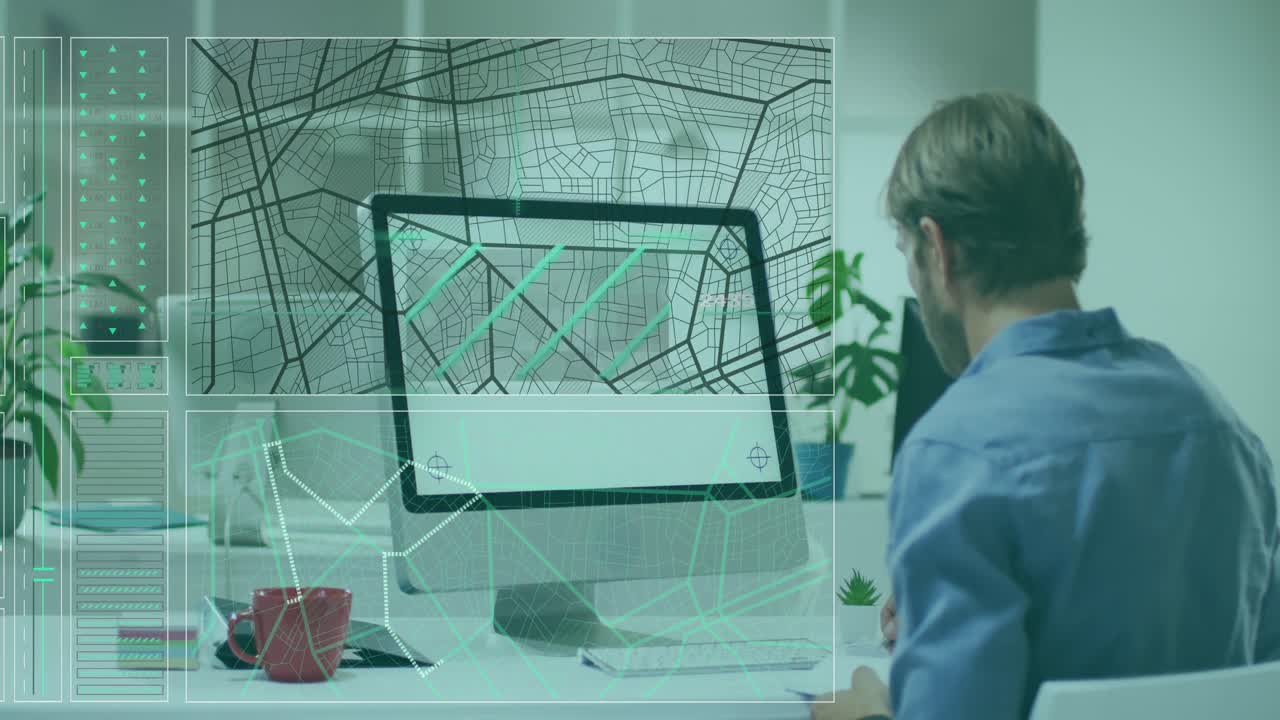 animación del procesamiento de datos sobre el hombre utilizando computadora