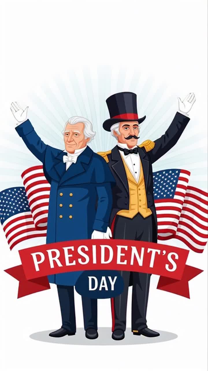 Presidents Day Background With Waving Historical Leaders
