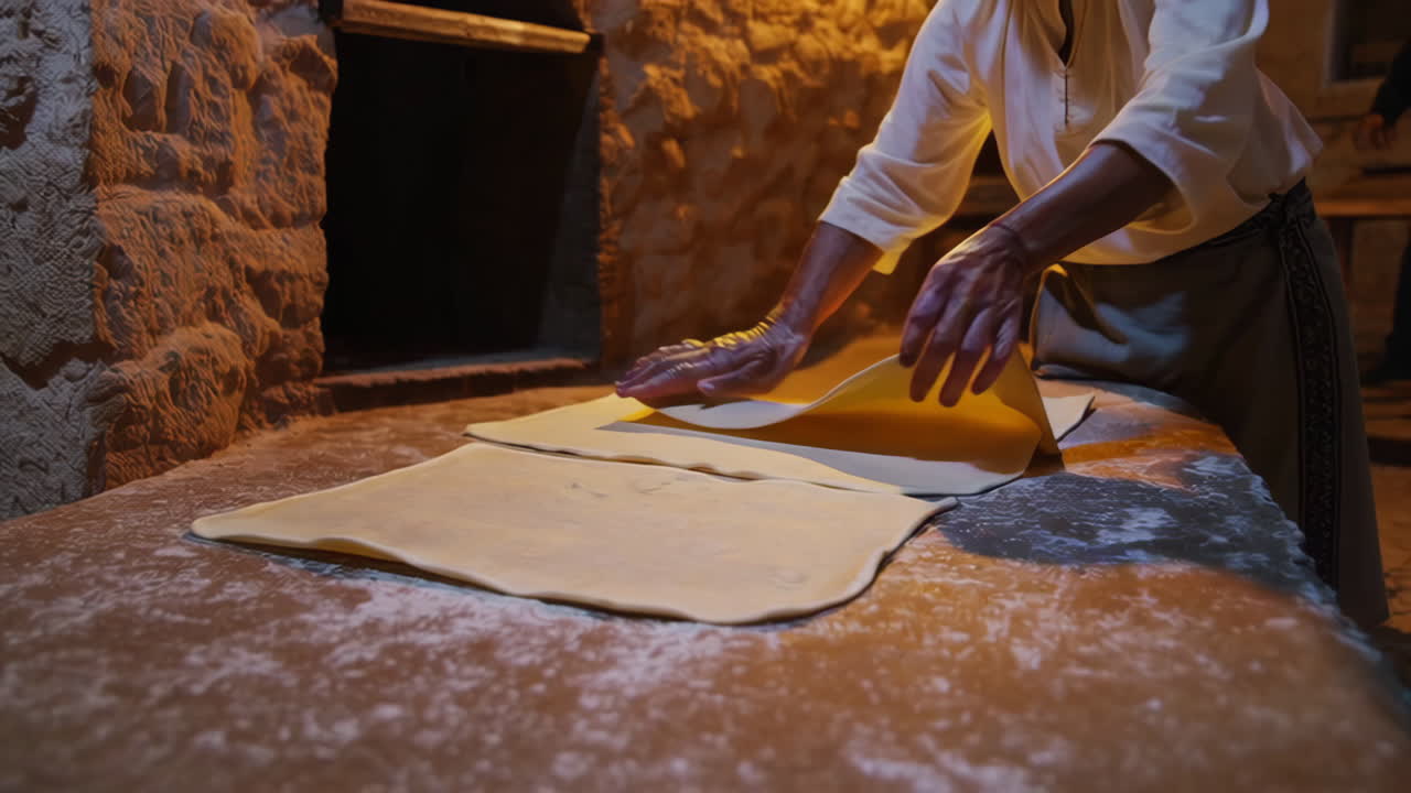 Woman Making Traditional Bread in a Stone Oven