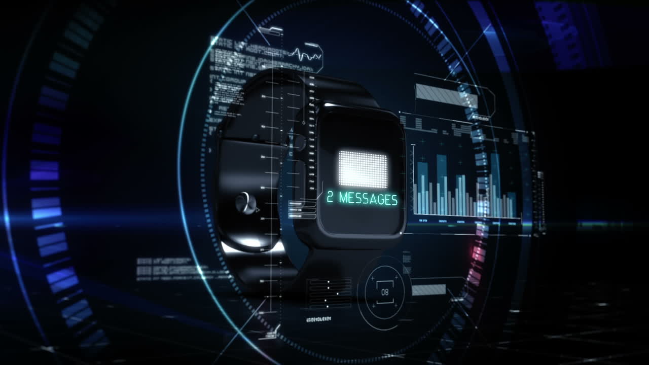 아이콘과 함께 스마트 워치 개념