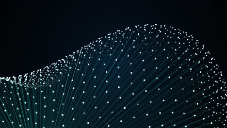 metamorphose of amorphous surface from glowing particles, spherical ondulation of surface, abstract animation of future shape