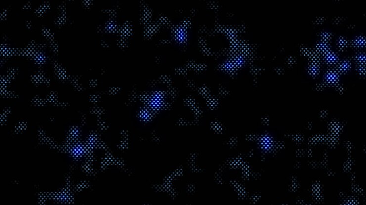 Glowing grid of blue dots on a black background