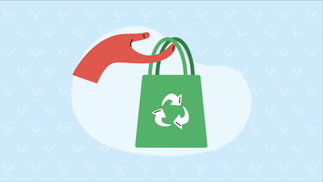 green ecology bag with recycle arrows animation