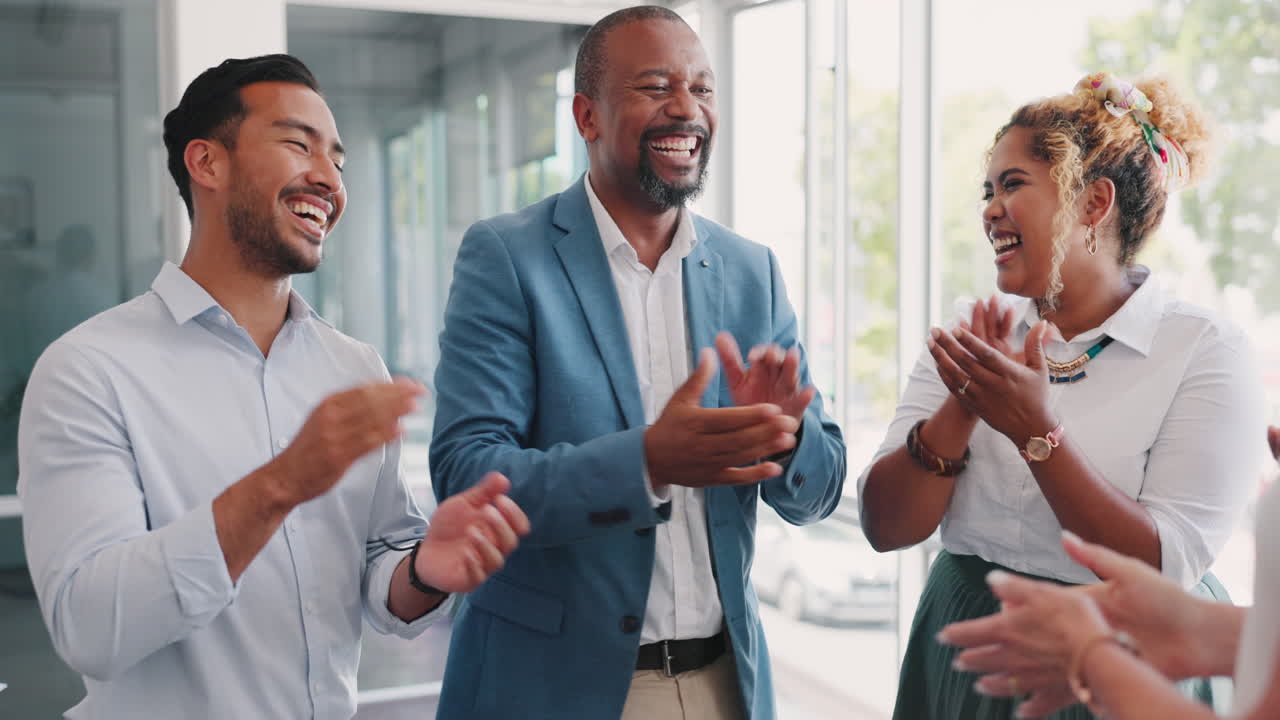 Success, handshake or business people